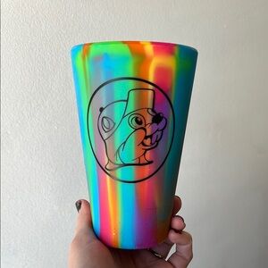 BUC-EES Psychedelic Silicone Tumbler with Rainbow Stripes